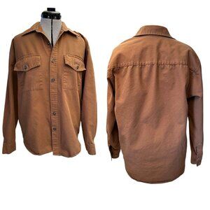 Vintage Men's Dickies Canvas Workwear Long Sleeve Brown Tan Shirt Jacket Medium